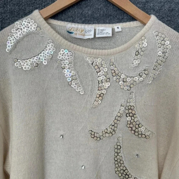 Embellished Cream Sweater - Crew Neck - Picture 5 of 14